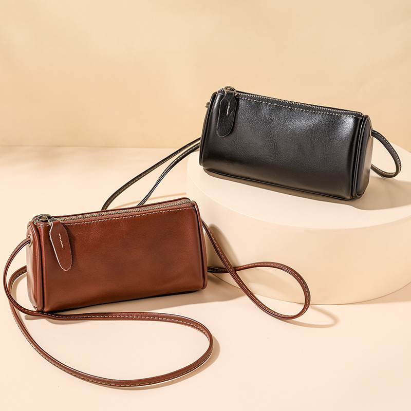 Women's Handbags 2025 New Summer Genuine Leather Phone Bag Shoulder Crossbody Pillow Small Bag - Thumbnail 4