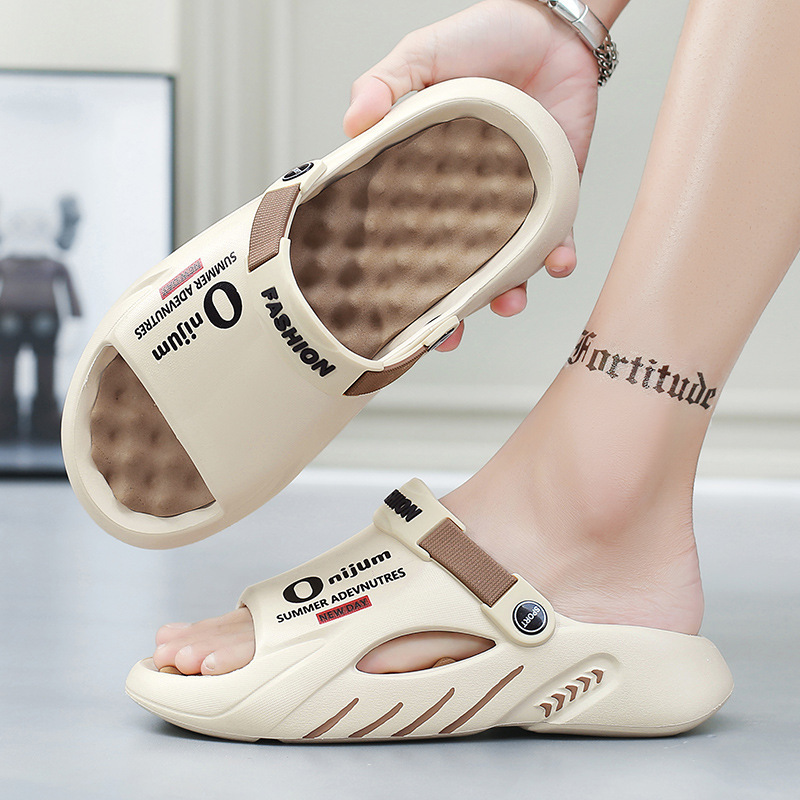 Zapatillas de coco para hombres de verano antideslizantes y resistentes al desgaste, zapatillas rojas para conducir, zapatos de agujero de tamaño grande