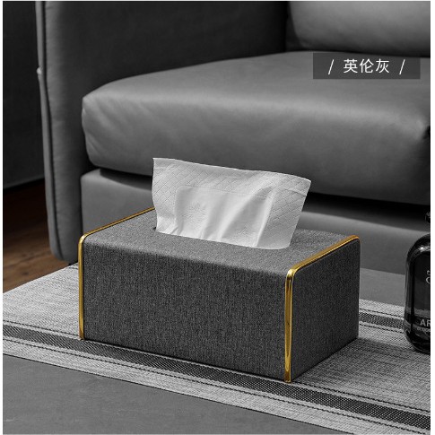 Hogar dormitorio luz caja de pañuelos de lujo creativo simple sala de estar caja de pañuelos hotel restaurante mesa de café de cuero caja de pañuelos