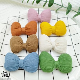 New Korean Style Linen Hand-filled Cotton Bow Kidsren's Headwear Clothing Scarf Bag Accessories Accessories Wholesale