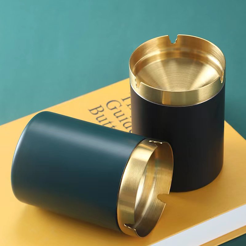 Stainless Steel Ashtray Thickening And Heightening Windproof And Fly Ash Proof Ashtray Hotel Bar KTVHotel Laser