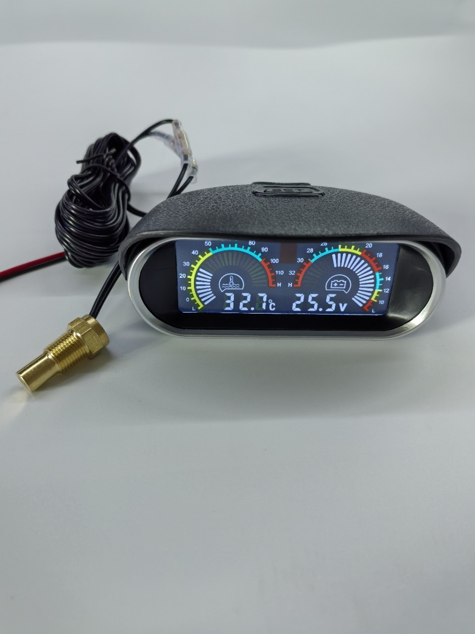 Cross-Border 12V24V Universal New Horizontal Lcd Electronic Water Temperature and Voltage Combination Meter with 32mm Gauge
