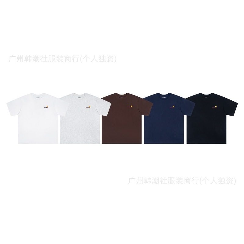 Cross-Border Foreign Trade Carhartt Classic Gold Label Embroidered Short-Sleeve Unisex Loose Couple's Versatile T-Shirt Base Shirt Trendy Cross-Border Foreign Trade Carhartt Classic Gold Label Embroidered Short-Sleeve Unisex Loose Couple's Versatile T-Shirt Base Shirt Trendy