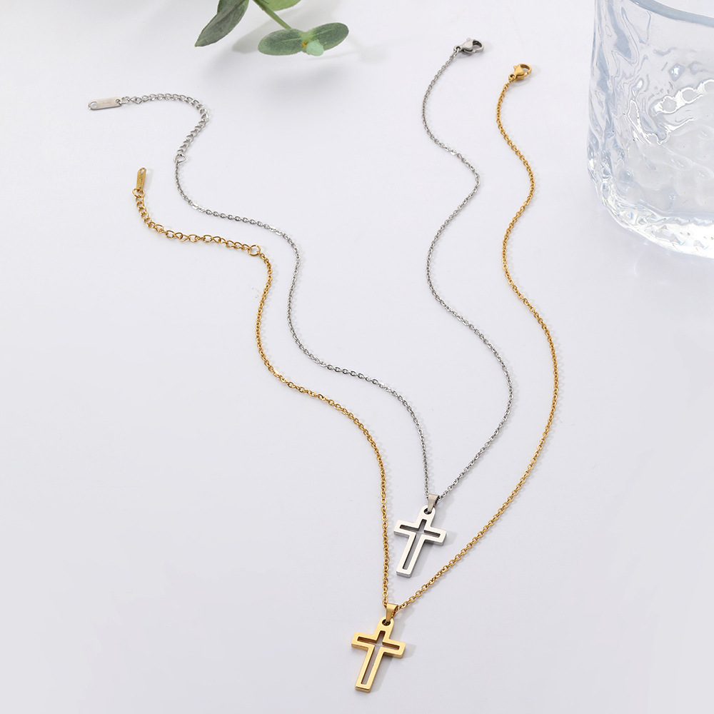Einfacher Stil Kreuzen Titan Stahl Halskette Spleißen Edelstahl Halsketten display picture 2