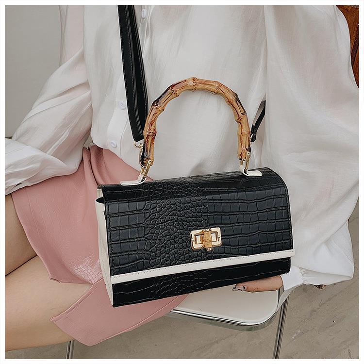 2021 New Women's Bag Fashionable Bamboo Handbag Elegant Crocodile Pattern Shoulder Messenger Bag Small Underarm Bag display picture 11