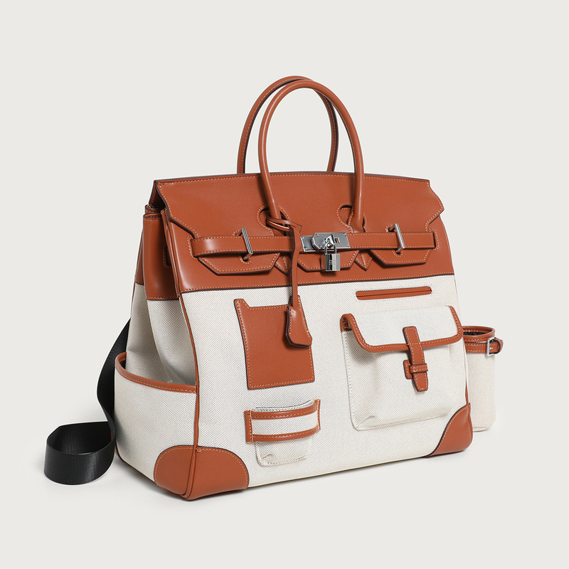 2025 Season New Contrast Canvas Colorblock Portable Extra Large Platinum Bag Casual Travel Bag Shoulder Crossbody Women's Bag 2025 Season New Contrast Canvas Colorblock Portable Extra Large Platinum Bag Casual Travel Bag Shoulder Crossbody Women's Bag