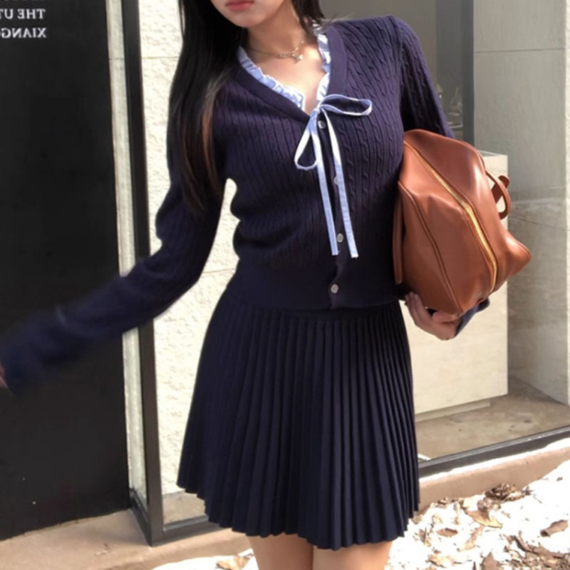 法式风套装女2025超火减龄气质一整套ootd穿搭韩系高级针织两件套|undefined