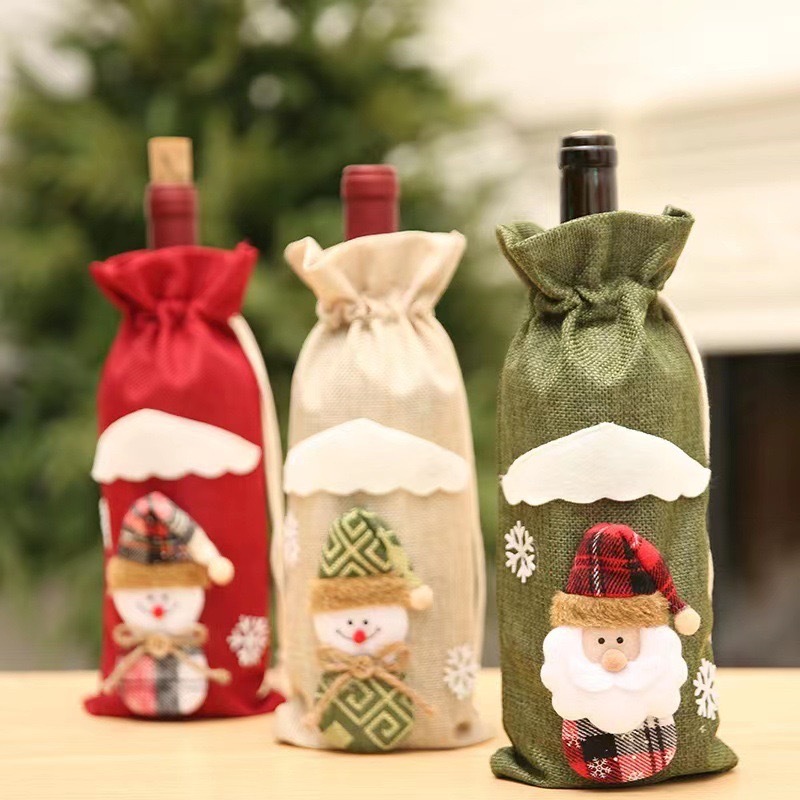 クロスボーダー酒瓶セット酒袋麻布クリスマス新品シャンパンワイン瓶セットワイン瓶袋テーブル装飾品|undefined
