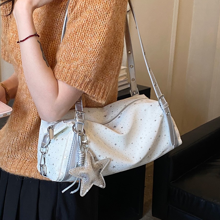 Lazy Style Commuter Small Bag For Women 2026 New Trendy Fashion Star Polka Dot Baguette Bag Summer Casual Underarm Bag - Thumbnail 4