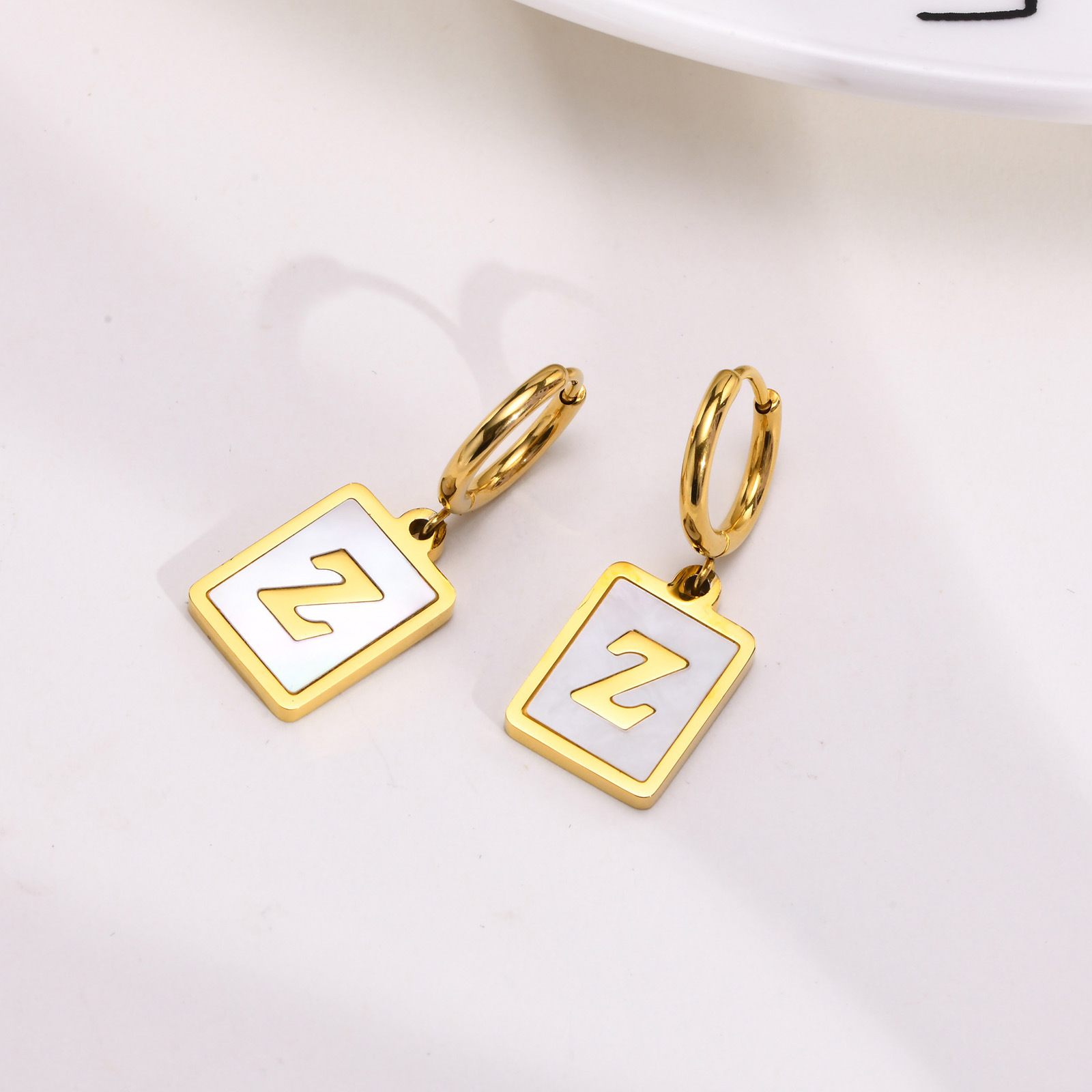 Simple Style Letter Stainless Steel Plating Dangling Earrings 1 Piece