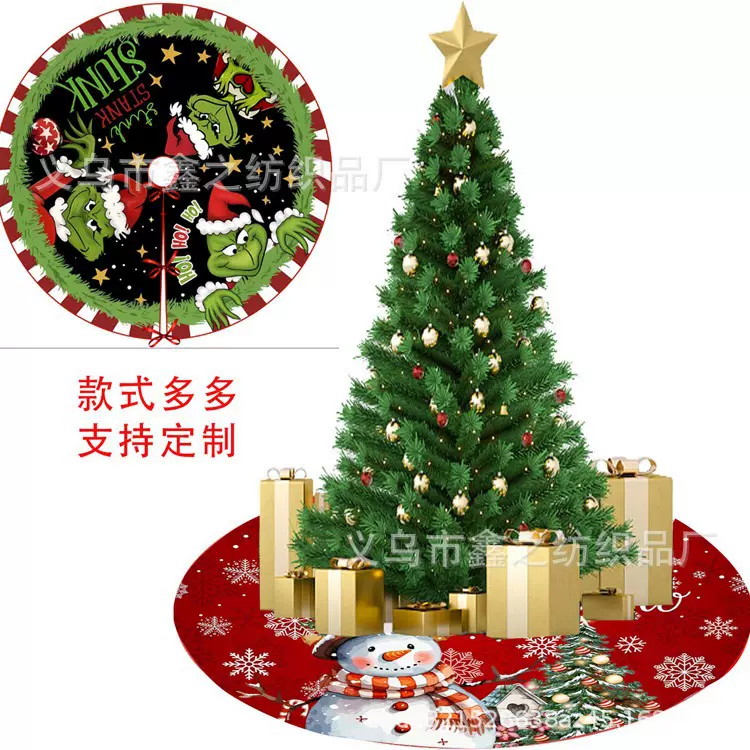 新款跨境格林奇圣诞树裙 树围底座套装圣诞用品摆件装饰品批发