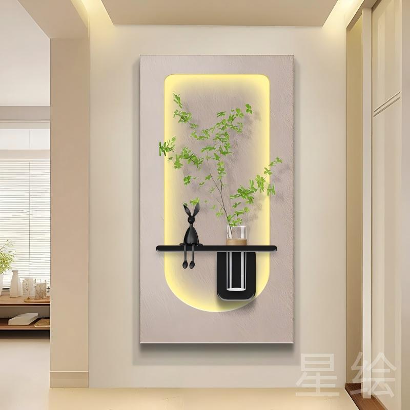 玄关装饰画水培绿植客厅壁画走廊尽头挂画立体入户实木雕刻|undefined