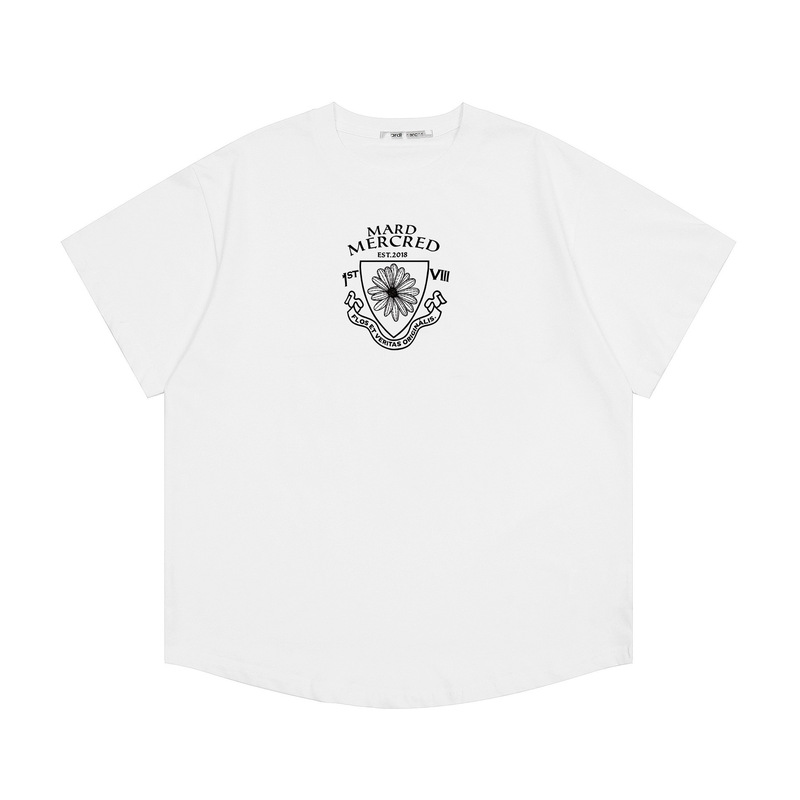 韓国マルディトレンディな半袖フラワープリントゴールドハイシルバー夏ラウンドネック純綿ルーズTシャツトップトレンディ|undefined