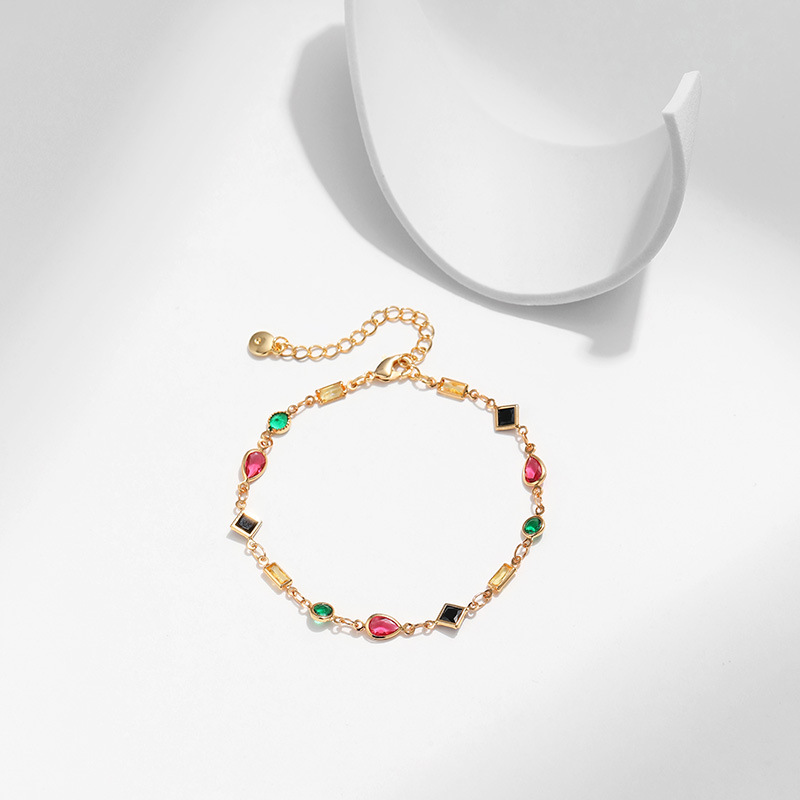 Copper Material Lady Geometric Copper Plating Inlay Zircon Bracelets