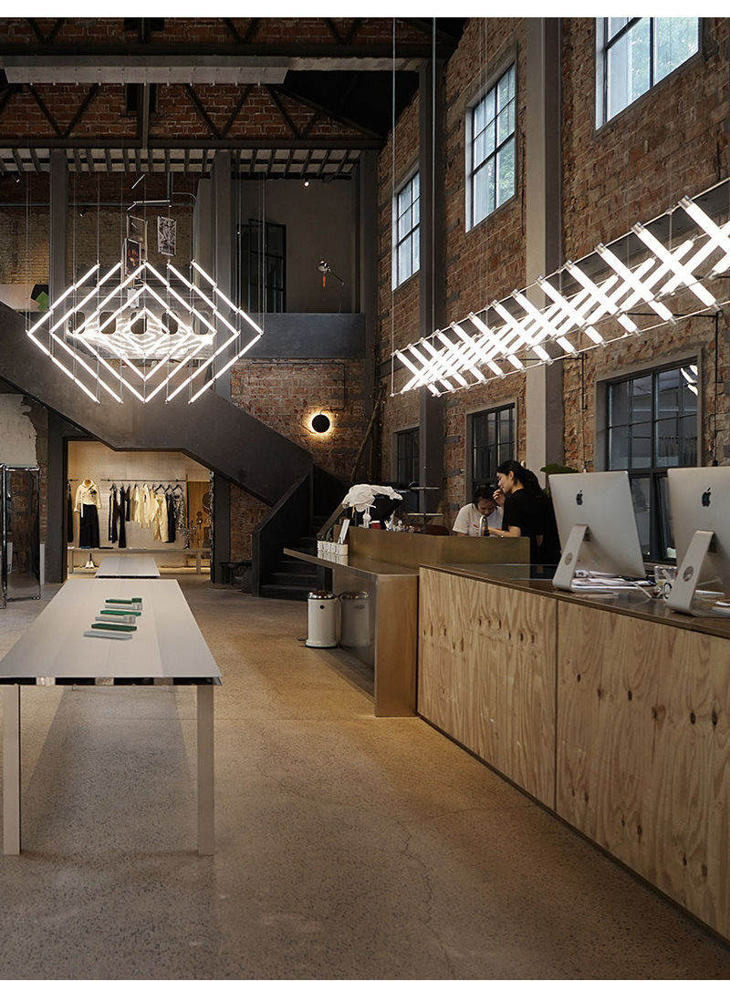 北欧现代长条吧台餐厅组合吊灯设计师办公室工作室展厅商铺马扎灯-阿里巴巴