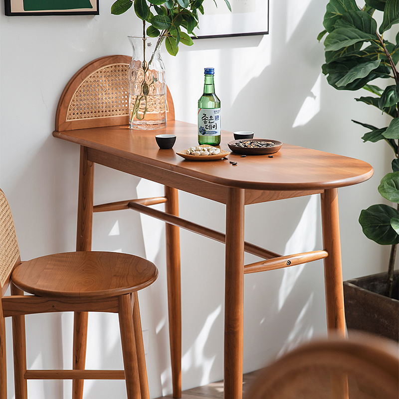 Zhuangli/Other Shore Bar Table Nordic Solid Wood Bar Table and Bar Chair Combination Household Narrow Long Dining Table High Table Small Bar Counter