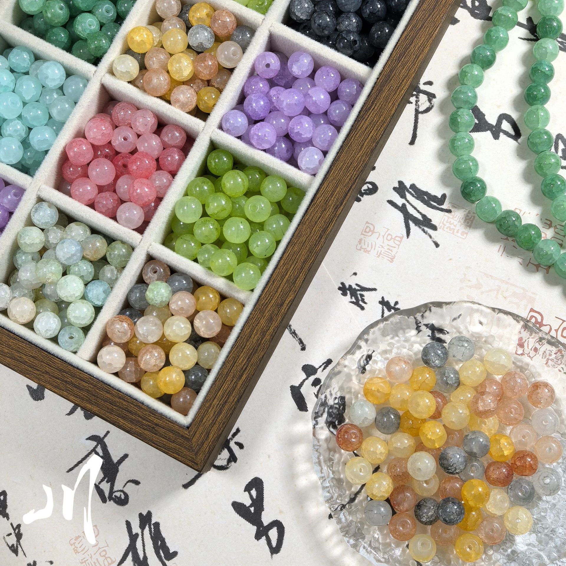 厂家批发8mm水染琉璃珠不掉色玉碎圆珠古风 diy 手工手链项链配件