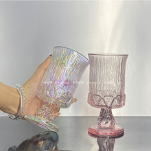 北欧轻奢宫廷高脚杯家用啤酒威士忌酒杯高颜值复古浮雕香槟果汁杯