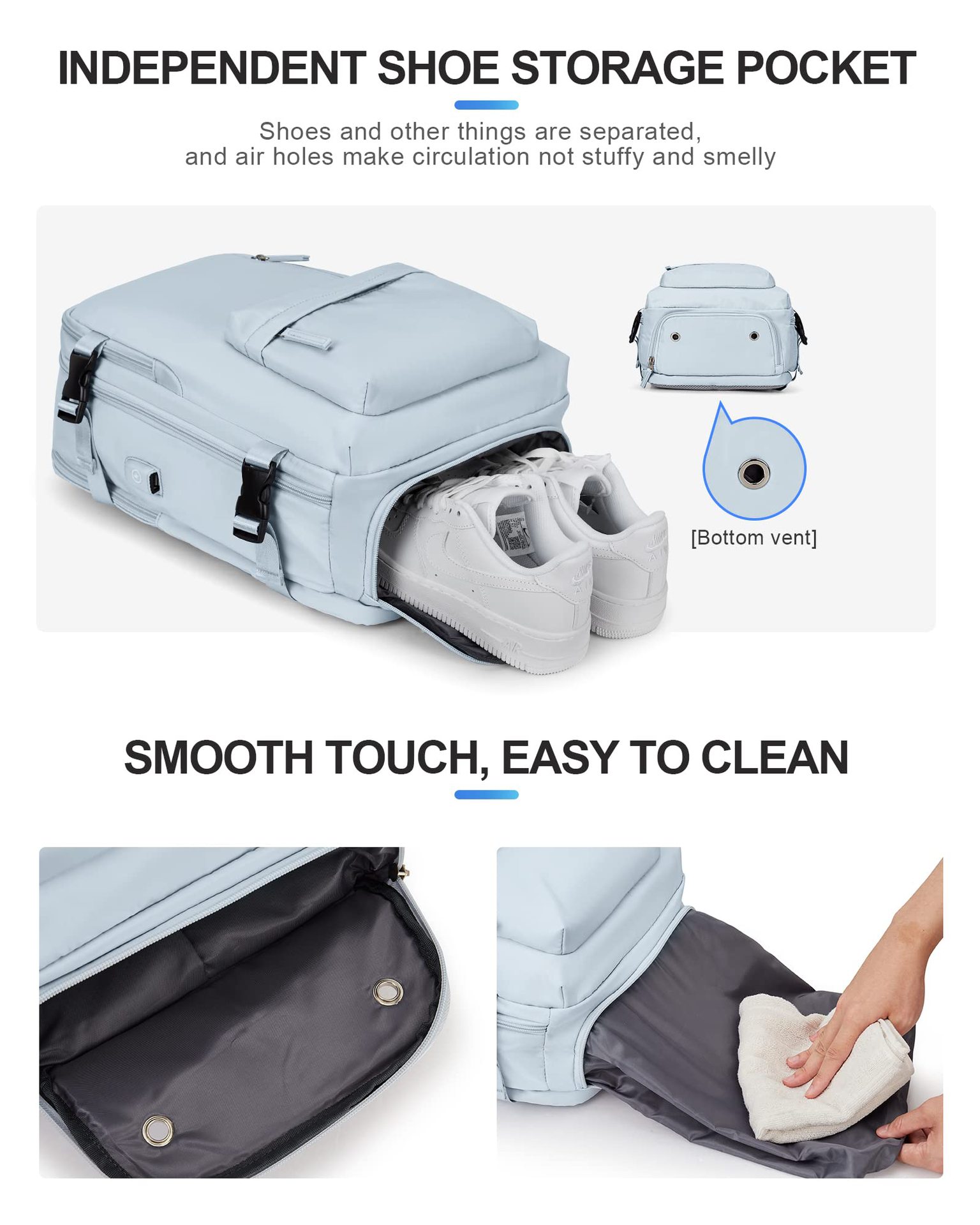 1875g Weight Nylon Lining Material Zipper Closure Type Double Shoulder Straps Strap Type Functional Backpack Bags Type Travel, Daily Occasion Nylon Material Women's Backpack Backpack Solid Color Pattern All Seasons Season Unisex Gender Streetwear Style Square Shape Solid Color Travel Daily Women's Backpack 4