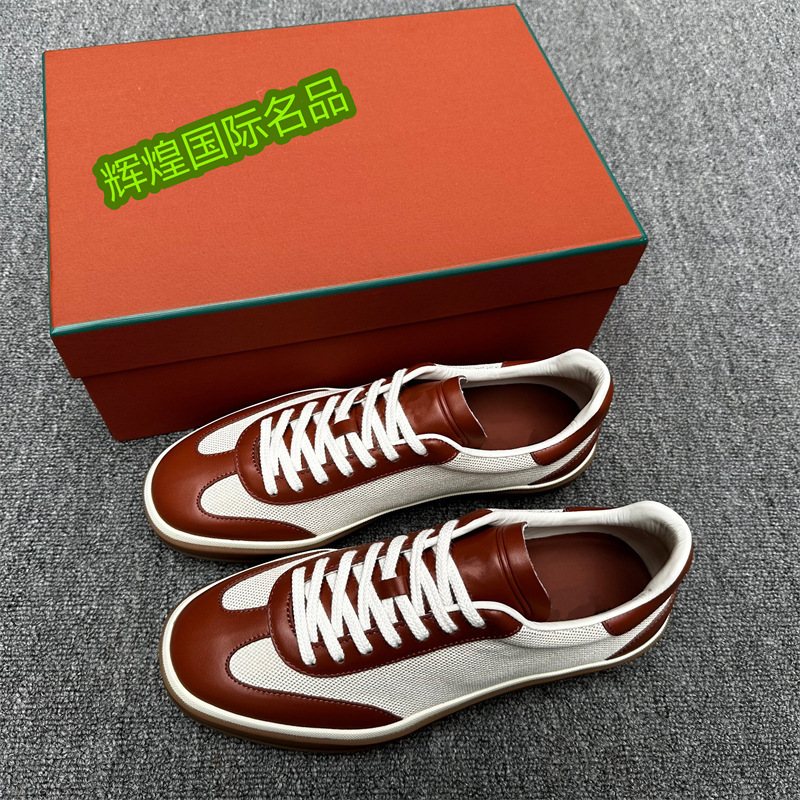 New Cowhide Stitching Gray Woven Mesh Men's Low-Top Lace-Up Tennis Shoes Waterproof, Non-Slip, Comfortable and Breathable Casual Shoes