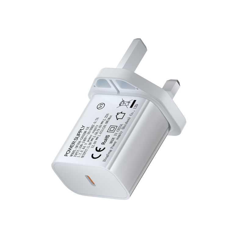 CE/UKCA 認証 PD20W 英国標準三角形 GAN 窒化ガリウム充電器 シングルポート A+C デュアルポート急速充電充電ヘッド|undefined
