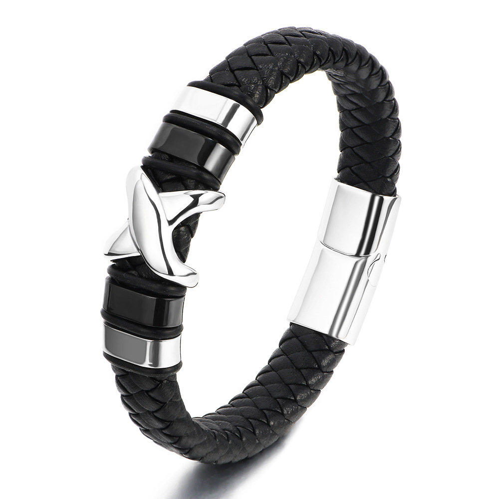 Men's Gender Casual Solid Color Stainless Steel Plating Men's Bangle Men Cord & Leather Bracelets