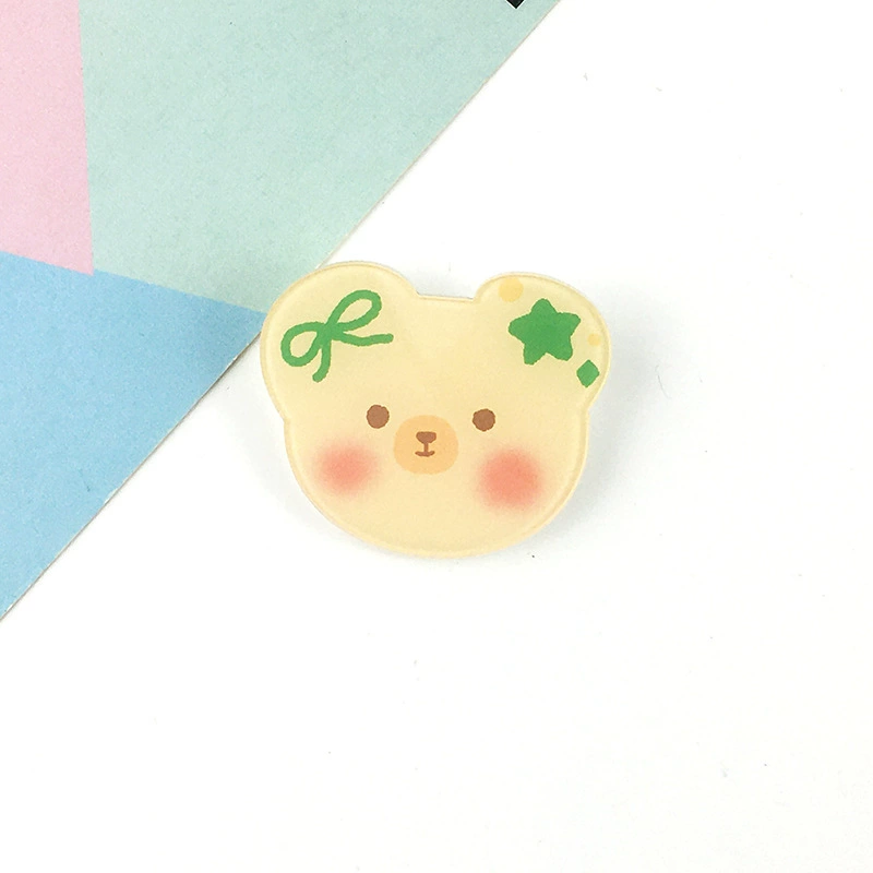 Acrylic Badge Pin Cute Bear Brooch, 3 cm Charming Cartoon Design, lightweight 0.003 kg