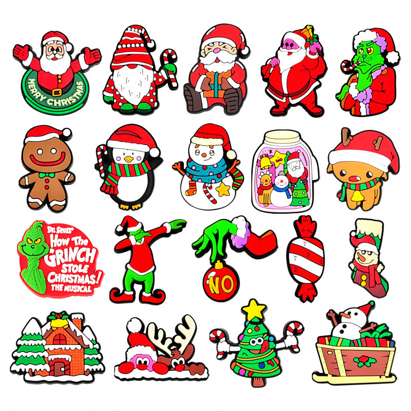 Cross-border Santa Claus shoe charms, hole shoe accessories, DIY decorative buckles, PVC Christmas Grinch shoelaces Cross-border Santa Claus shoe charms, hole shoe accessories, DIY decorative buckles, PVC Christmas Grinch shoelaces