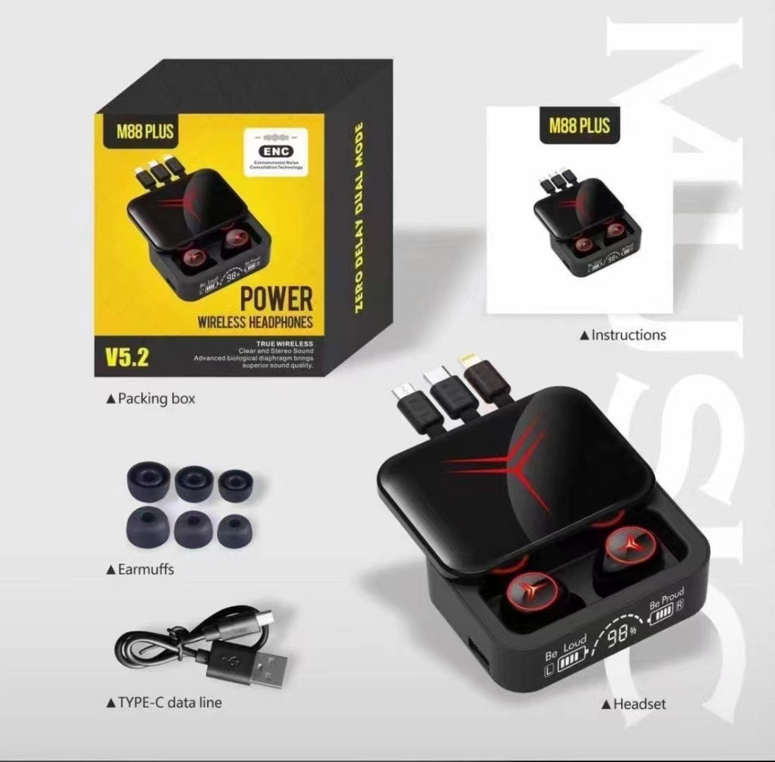 Transfronterizo nuevo M90proTWS resistencia de larga duración auricular Bluetooth inalámbrico 5,3 cubierta deslizante de potencia pantalla digital modelo privado juego