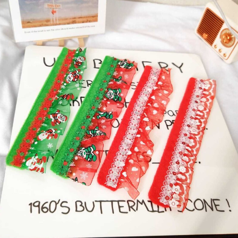 European and American Christmas Bracelets and Headbands Cross-Border Amazon Lace Snap Rings Wristbands Hot-Selling Cross-Border