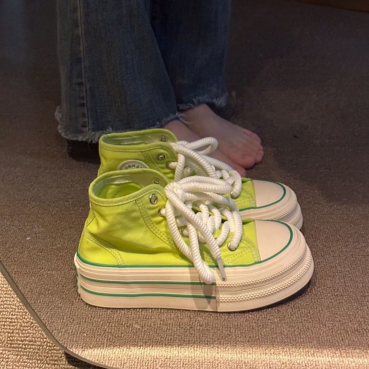 迈适夏日多巴胺女鞋厚底休闲小白鞋小众百搭chic鞋子高帮帆布鞋女