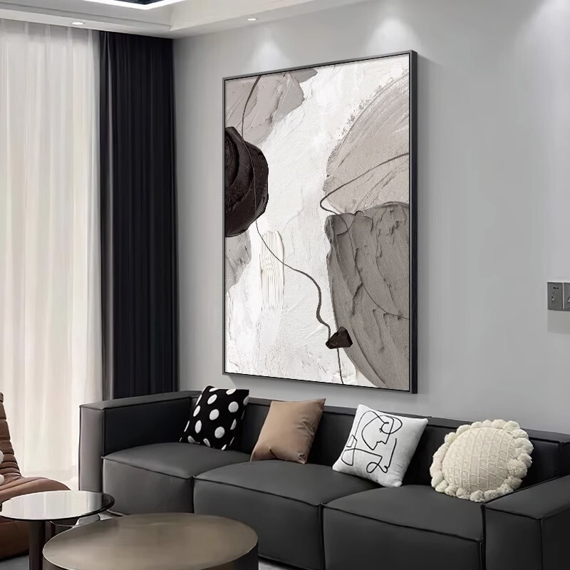 Modern Minimalist Living Room Decorative Painting Black and White Abstract Hanging Painting Living Room High-End Sofa Background Large Floor Hanging Painting