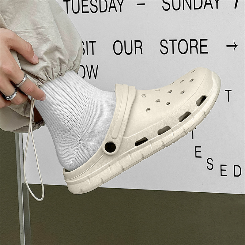 Estilo de pareja de verano zapatos ligeros con agujeros de suela suave para mujer, sandalias y zapatillas transpirables, sandalias casuales, zapatos de playa, zapatos de hombre