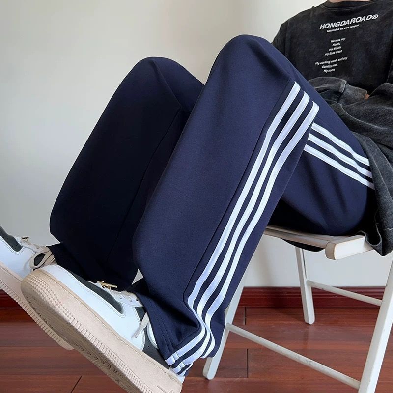 Three bars school uniform pants navy blue junior high school students Senior high school primary school fleece-lined sports pants boys straight pants