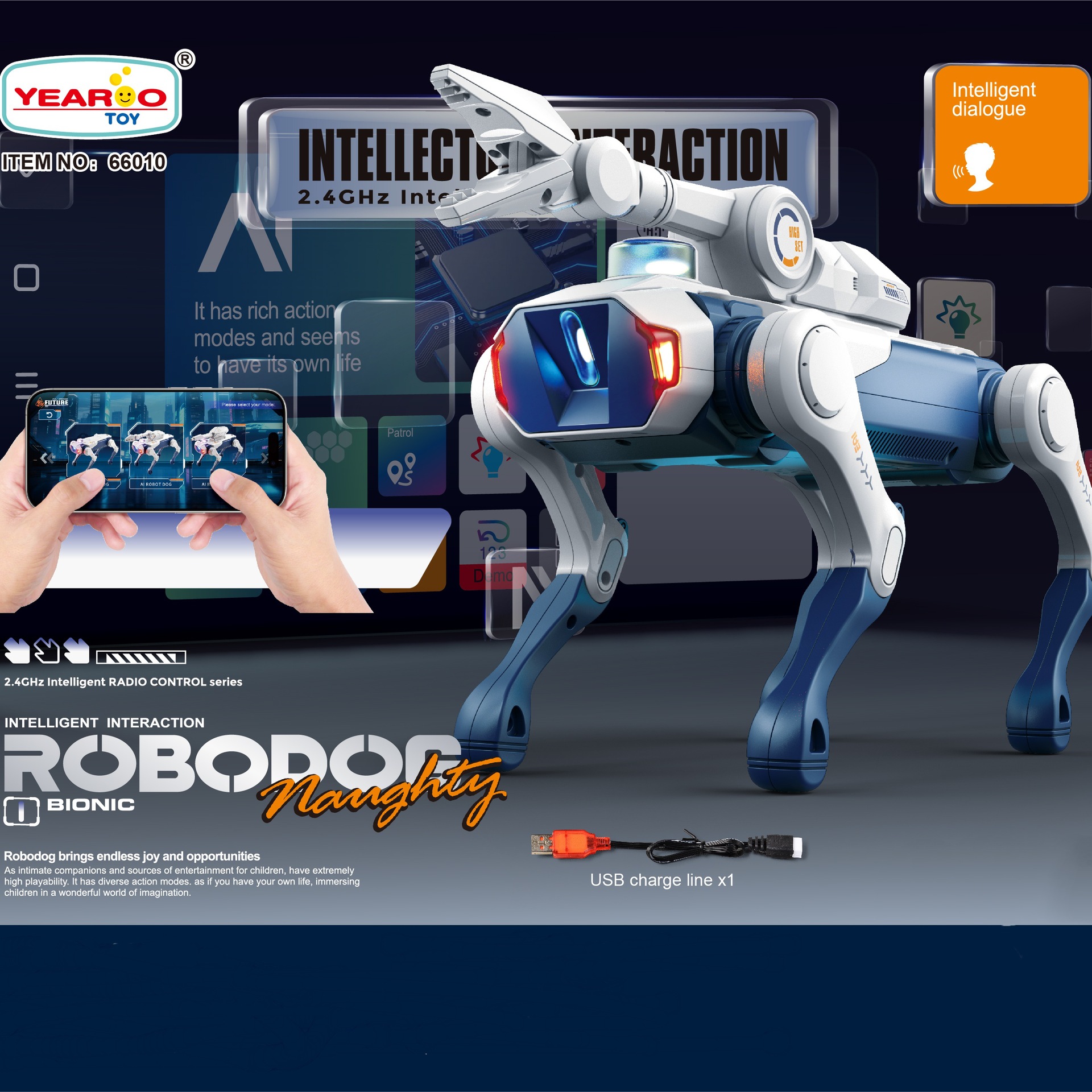 robot inteligente de control remoto perro con brazo robótico función de rebote juguete de programación