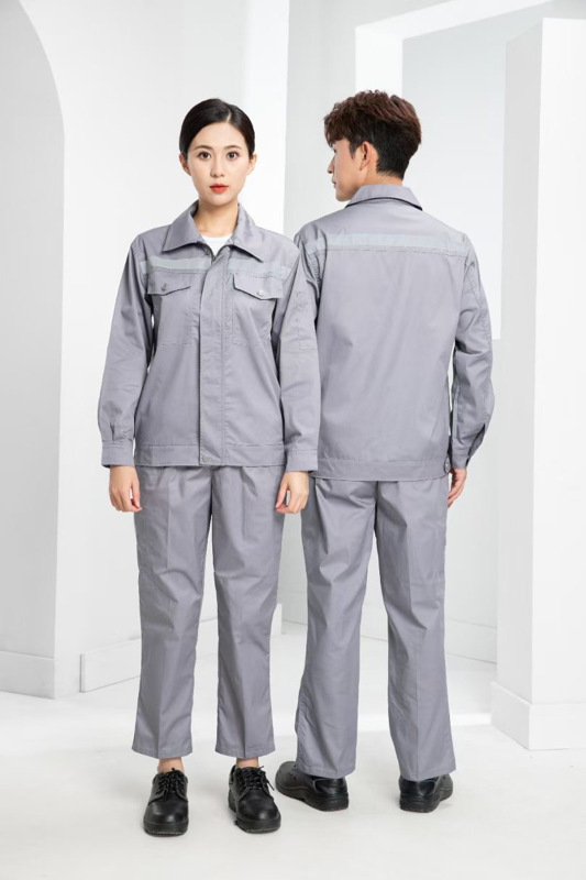 夏季劳保服短袖长袖男女套装现货耐磨涤棉车间反光条薄款工作服|undefined