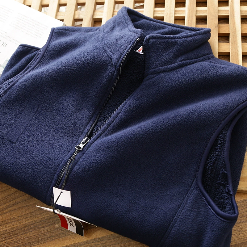 Флис высокой плотности! Композитный коралловый флис! Осенне-зимний мужской воротник-стойка, повседневный теплый жилет без рукавов, жилет, жилет