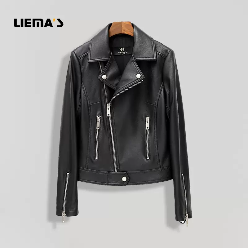 秋真皮夹克短款修身韩版街头潮人机车款长袖皮衣外套女定制