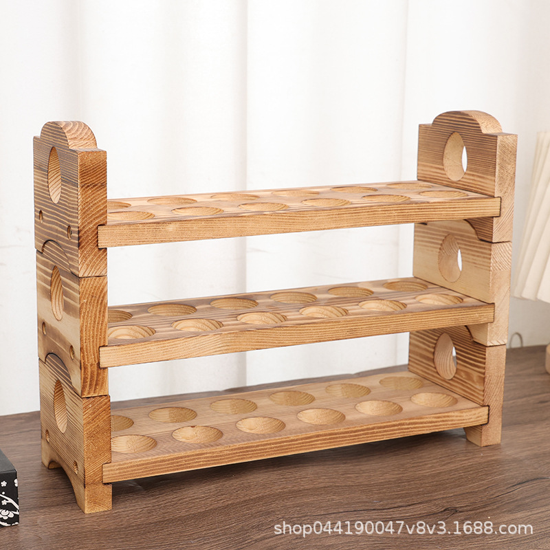 Ready-Made Household Kitchen Solid Wood Egg Rack with Handle Fixed Placement Rack Refrigerator Special Multi-Layer Egg Storage Rack