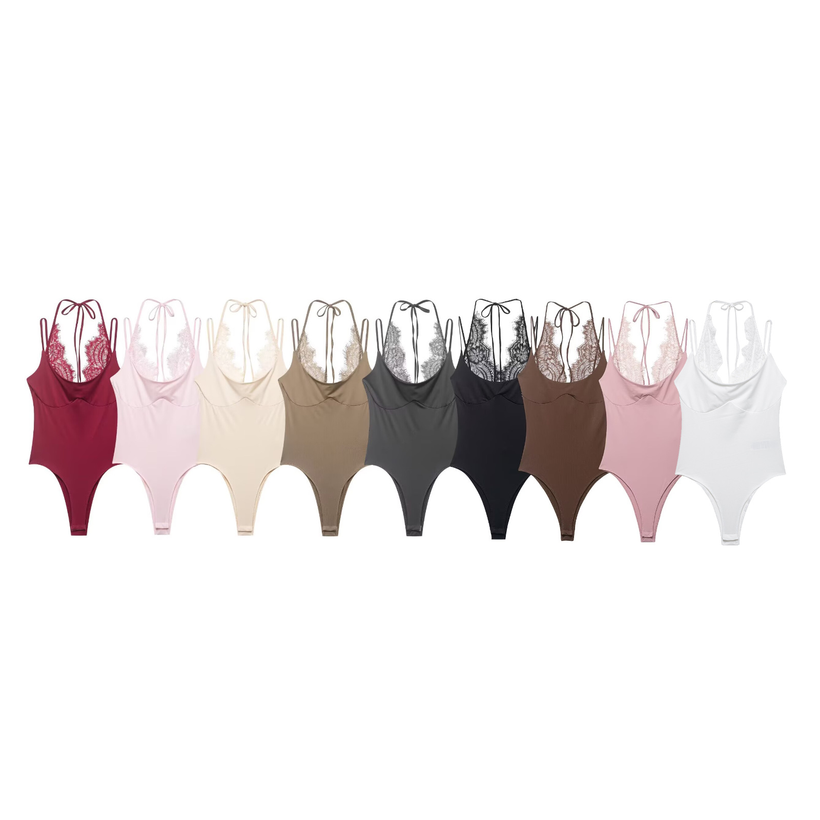 ZA comercio exterior al por mayor estilo europeo y americano francés moda de mujer de encaje de costura de cuello colgando camiseta 0085310