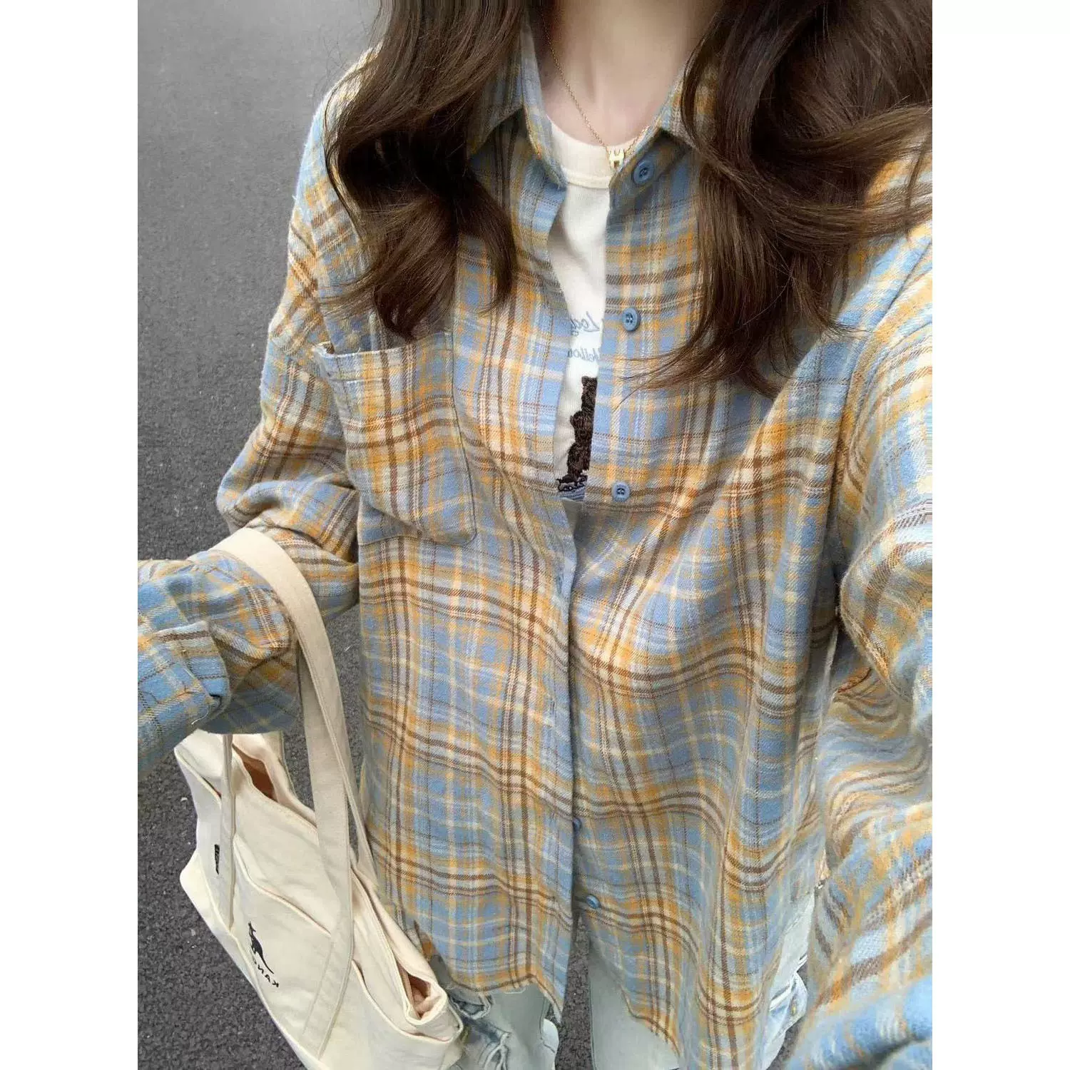 工厂直销多款式衬衫春秋夏季百搭防晒衫男女同款潮牌格子衬衫外套