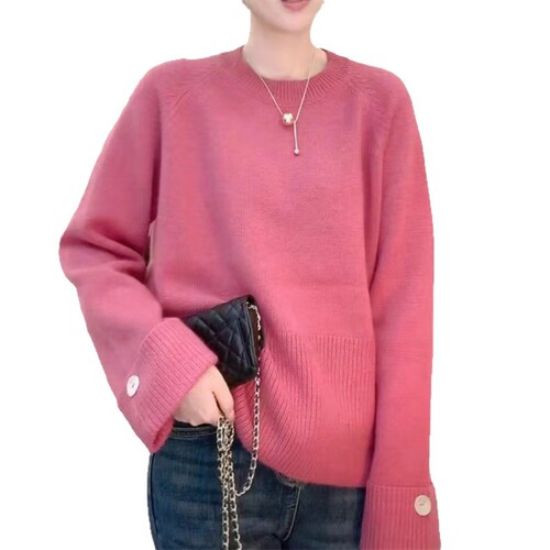 European loose, soft, comfortable and versatile pullover sweater for women in autumn and winter, long-sleeved knitted outer wear and inner wear top