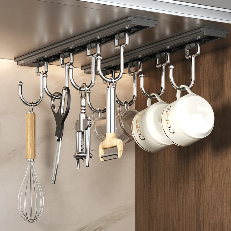 Space aluminum hook solid hook toilet hanging coat aluminum alloy gauge door back wall kitchen free punching