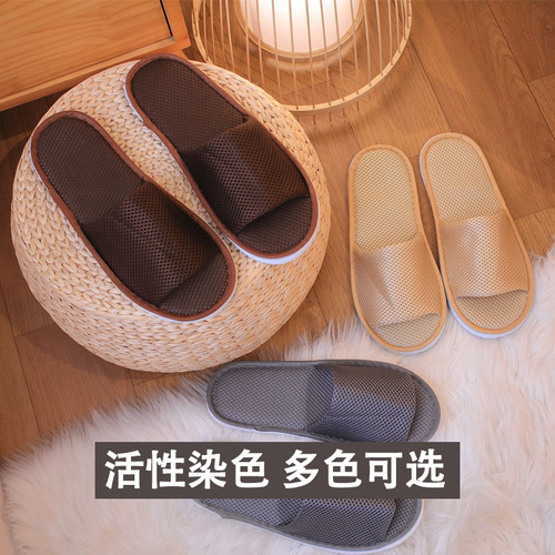 Summer Mesh Disposable Slippers for Guests, Thick for Travel and Home Use, Toe-Exposed Breathable, Semi-Packed for Hotels and Inns, Wholesale