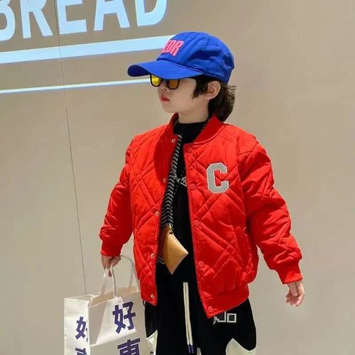 Boys' thickened coats, autumn and winter styles,  new baby thickened cotton coats, spring and autumn children's quilted baseball uniforms, trendy