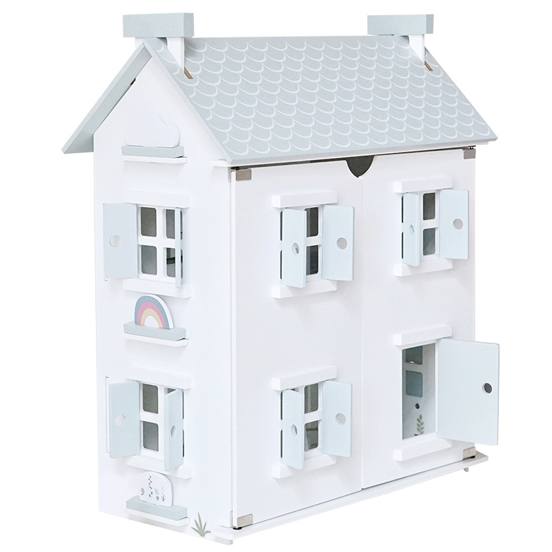 Juegos de rol de simulación de villa de doble capa de madera para niños transfronterizos entre padres e hijos casa de muñecas interactiva juego de rompecabezas juguetes de la casa