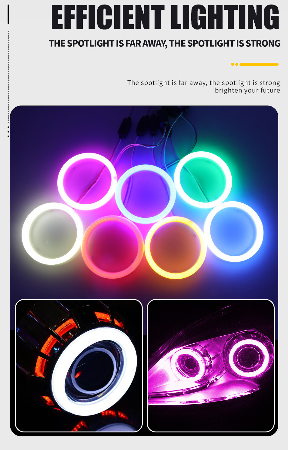 WANGHOI car modified LED light cotton light COB angel eye aperture motorcycle fog light daytime running light headlight aperture