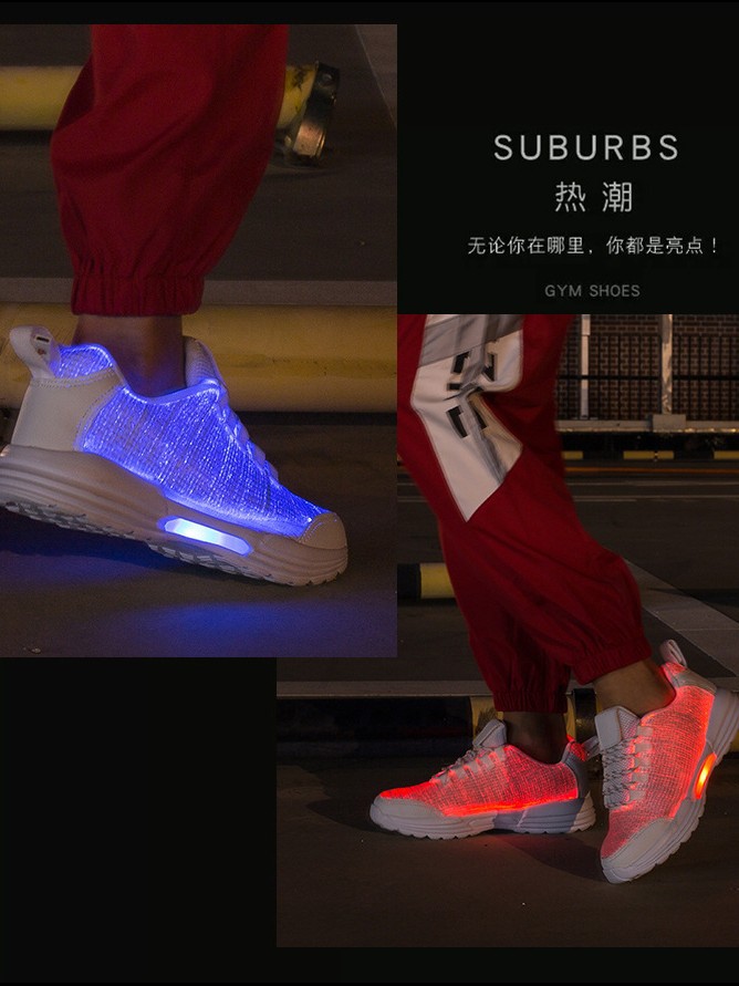 Zapatillas luminosas fibra óptica | Zapatos LED recargables para baile