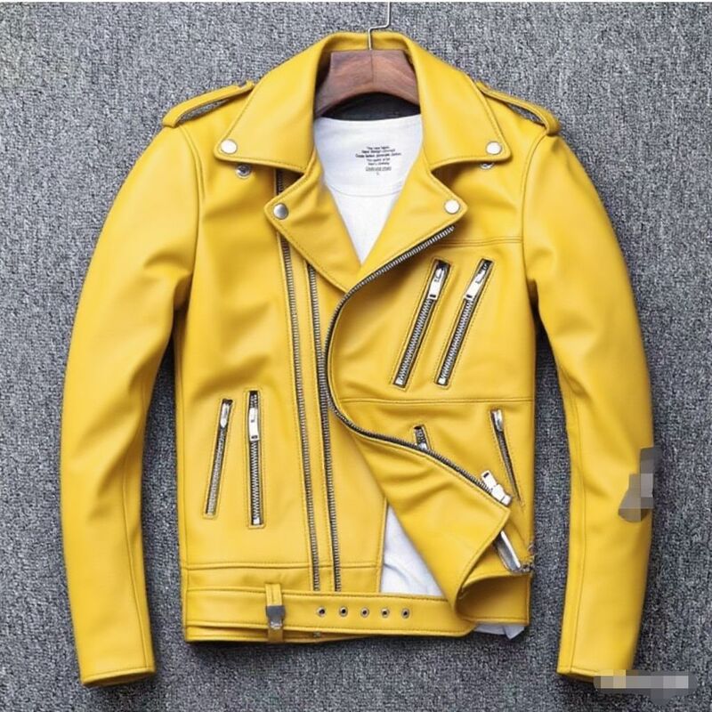 New Men's Korean Style Pu Sheepskin Trendy Jacket Stylish Slim-Fit Motorcycle Leather Jacket New Men's Korean Style Pu Sheepskin Trendy Jacket Stylish Slim-Fit Motorcycle Leather Jacket