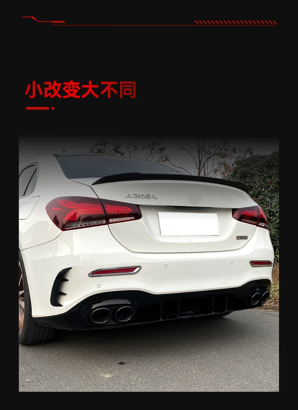 Suitable for 2018+ Mercedes-Benz A-Class W177 A35 A45 A180 A200 A220 Amg Rear Lip and Tailpipe Modification